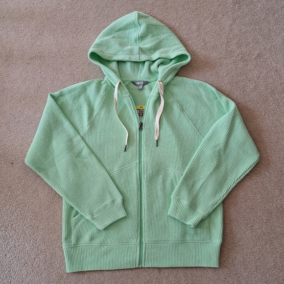 Sierra Designs Green Zip-Up Hoodie with Drawstrings Textured Sweatshirt Small - Picture 11 of 11